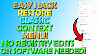 Great Simple Hack To Restore Classic Right Click Menu  No Editing Registry or Installing Software [upl. by Aohk904]