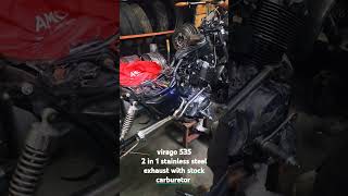 yamaha virago 535 2 in 1 exhaust with stock carburetor [upl. by Retluoc]