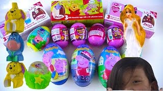 Surprise Eggs Peppa Pig Glitzi Globes Disney Princess Cinderella Rapunzel [upl. by Brindell]