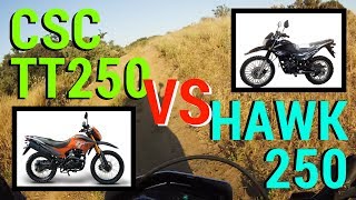 CSC TT250 vs HAWK 250 Whats The Difference  A Chinese Dual Sport Motorcycle Comparison [upl. by Bum]