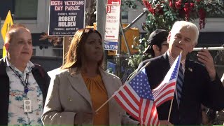 quotFat Ass Booquot—Vladimir Jaffe Boos Letitia James at the Veterans Day Parade in New York City [upl. by Winstonn]