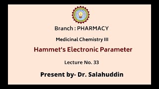 Medicinal Chemistry III  Hammet’s Electronic Parameter  AKTU Digital Education [upl. by Cheng]