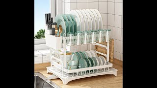 2 Tiers Kitchen Dish Bowl Drainer Storage Rack With Chopstick Cage Space Saver Kitchen Counter [upl. by Klement994]