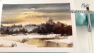 Mini watercolor winter evening [upl. by Africah41]