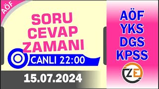 AÖF 15 07 2024 Canlı  Soru Cevap Zamanı  Açıköğretim DGS KPSS YKS [upl. by Yvonne74]