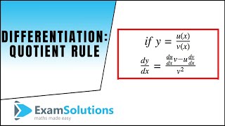 Differentiation  Quotient Rule  ExamSolutions [upl. by Nanerb]