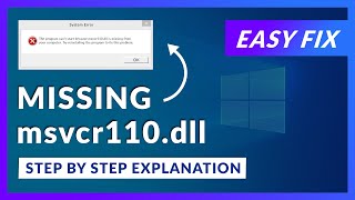 msvcr110dll Missing Error  How to Fix  2 Fixes  2021 [upl. by Hart]