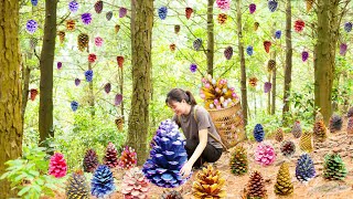 WOMEN Harvesting Pine Cones and Creating Unique Decorations for Market Sell  Luyến  Harvesting [upl. by Enelra]