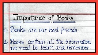 10 lines essay on Importance of books in english  essay on Importance of books in english [upl. by Enilauqcaj]