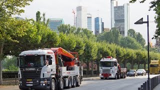 Palfinger Ladekran PK 200002LSH auf Scania R 560 V8 im Einsatz in Frankfurt [upl. by Docila927]