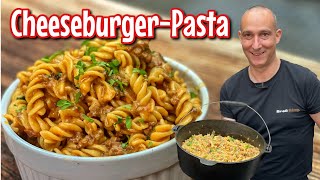 Cheeseburger Pasta  leckeres One PotGericht aus dem Dutch Oven  Westmünsterland BBQ [upl. by Eenimod]