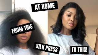 AT HOME SILK PRESS ON NATURAL HAIR  FAITH HILL [upl. by Stodder239]