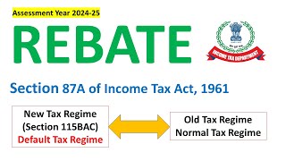 Rebate under section 87A of the Income Tax Act 1961  CA Jitendra Kumar [upl. by Tychon220]