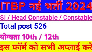 ITBP NEW VACANCY 2024  ITBP SIHead ConstableConstable 2024 [upl. by Benkley271]