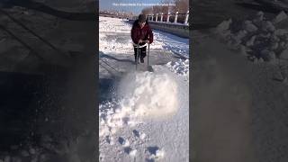 This Girl Works To Clear Snow From The Road shorts [upl. by Ahsaf]