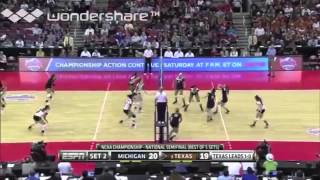 NCAA Volleyball 2012 Semi Finals Michigan vs Texas Set 2 Part 2 [upl. by Neelear]