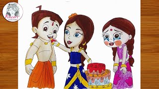 how to draw Chhota Bheem chutki and Indumati [upl. by Aidne781]