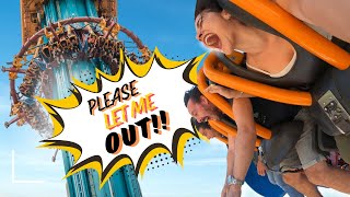 On ride reaction on Worlds Scariest Drop Tower 😱 Falcons Fury at Busch Gardens Tampa [upl. by Eiralam208]