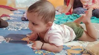 Cute baby girl slowly learning to crawl Bittu ne ghutne ke bhar khiskana Sikh liyafunnybaby cute [upl. by Aldo]