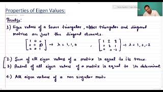 Linear Algebra  Eigen Values and Eigen Vectors  Properties of Eigen Values  Lecture74 [upl. by Waylin583]