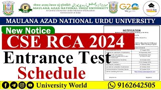 Manuu RCA CSE Entrance Test Schedule 2024  Apply Date Fees Exam Date  UniversityWorld [upl. by Naiviv]