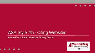 ASA Style 7th  Citing Websites [upl. by Yrtnahc849]