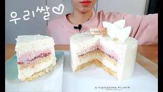 하얀 쌀알 눈이 내렸네🤍 투썸플레이스 우리쌀베리무스케이크 A Twosome Place Woori Rice Berry Mousse Cake Dessert Cake Mukbang [upl. by Eldridge359]