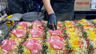 japanese street food  OKONOMIYAKI お好み焼き [upl. by Rehpinej430]