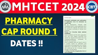 ✅ B PHARMACY ADMISSION PROCESS 2024 🔥 mhcetcaproundcapround1pharmacy [upl. by Ridley]