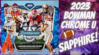 🏈 2023 Bowman Chrome University Sapphire 💎 Hobby Box 1 Auto 3 Colored Parallels  Orange [upl. by Casper825]