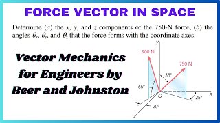 Determine the x y and z components of the given force 3D Force Problems  Engineers Academy [upl. by Kiri]