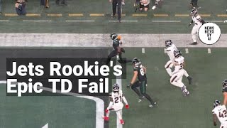 Jets Rookie Malachi Corley Drops TD Pass Turning Into Turnover [upl. by Allegra777]