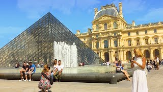 PARIS WALK  The Louvre incl Pyramid and Palace Courtyards  France [upl. by Salot]