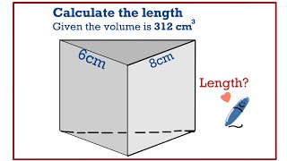 Length of a triangular prism given volume [upl. by Atimed]