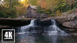 Glade Creek Grist Mill Autumn River and Waterfall Sounds  4K 60fps  Babcock State Park [upl. by Howund923]