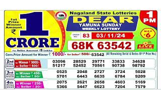 NAGALAND Lottery SAMBAD DEAR EVENING 1PM RESULT TODAY 03112024 STATE DEAR LOTTER [upl. by Cy]