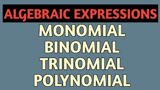 Types of algebraic expressions  monomial binomial trinomial and polynomial class 7 chapter 12 [upl. by Buke]