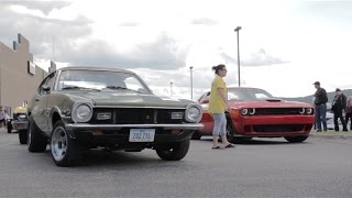 1972 Ford Maverick vs 2015 Challenger Hellcat at 2015 Duluth Drag Races [upl. by Combe441]