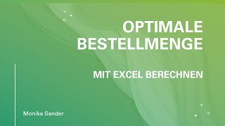 Optimale Bestellmenge [upl. by Maryly255]