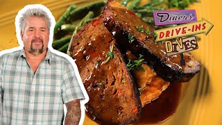 Guy Eats 25Ingredient Meatloaf amp Lollipop Pork Chops  Diners DriveIns and Dives  Food Network [upl. by Applegate]