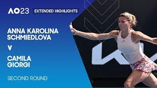 Anna Karolina Schmiedlova v Camila Giorgi Extended Highlights  Australian Open 2023 Second Round [upl. by Nnahgiel338]