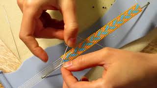 Bead loom work with a beaded border edge  How to [upl. by Riki]