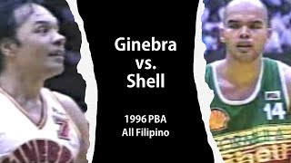 Ginebra vs Shell 1996 All Filipino PBA Paras Magsanoc Jaworski David Locsin Aquino [upl. by Schreib498]