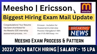 Meesho Hiring Exam Update  Exam Process amp Pattern  NextLevel Screening Round  2023 2024 BATCH [upl. by Brigham]