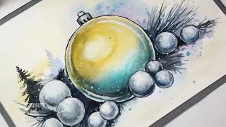 How To Draw Christmas Baubles  Watercolor Tutorial For Beginners [upl. by Anelys]