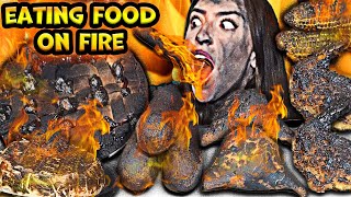 ASMR EATING FOOD ON FIRE BUTTERFLY SHRIMP POGOS STRAWBERRY PIE SAMOSA MUKBANG 먹방 [upl. by Enelyaj]