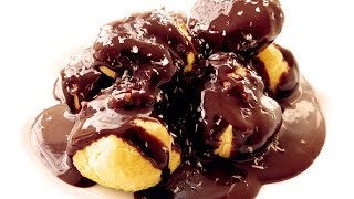 Rezept Profiteroles mit Vanillecreme und Schokoladensoße [upl. by Amhser]