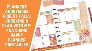 Planners Anonymous Forest Falls Unboxing  Plan with Me Featuring Happy Planner Printables [upl. by Ycram]