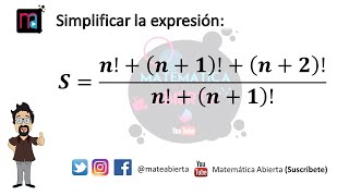 Operaciones con números factoriales SIMPLIFICACIÓN  Ejercicio N° 1  Nivel Medio [upl. by Pavel]