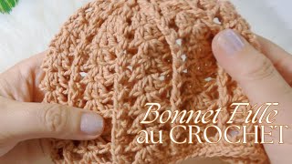 Bonnet Fille Au Crochet Taille Naissance crochet babyhat tutoriel [upl. by Evars]